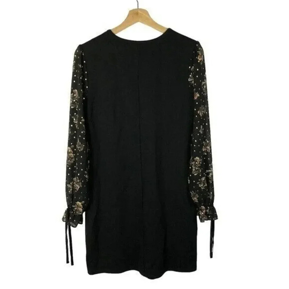 Maurices Black Ponte Metallic Floral Long Sleeve Mini Dress XS - Picture 2 of 3